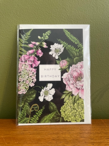 Black Floral Birthday Card